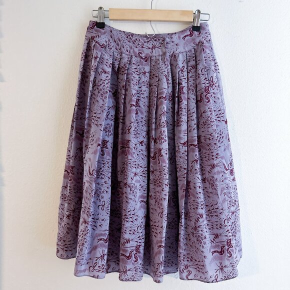 ANNA SUI 100% Silk Vintage inspired Pleated Midi Skirt - Picture 3 of 11